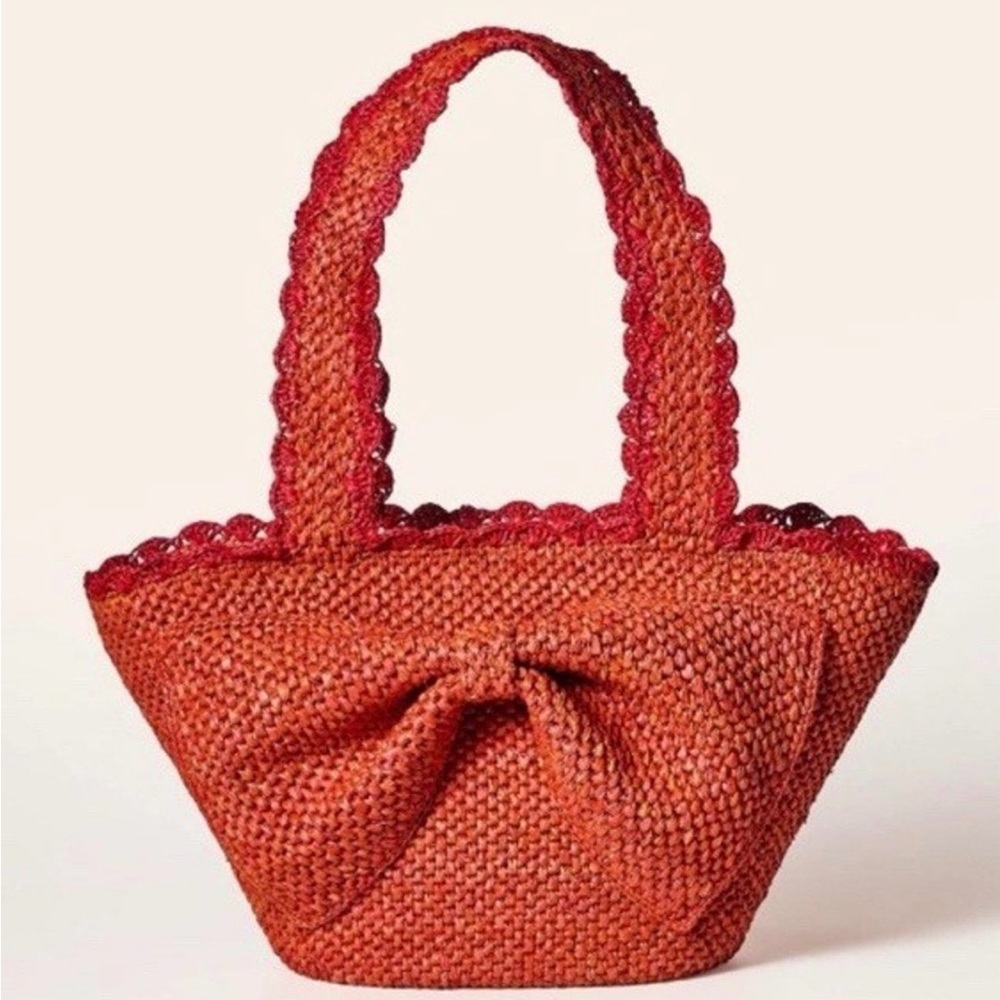 kate spade Red-Orange Woven Bow Tote